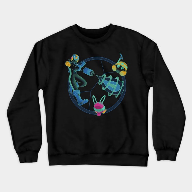 Mega Buster Crewneck Sweatshirt by BlocksDrawing